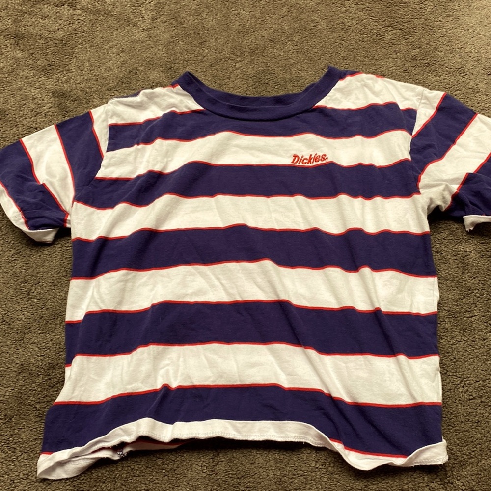 Blue and red Striped crop top
